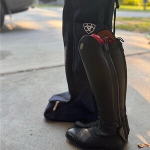 Custom Deniro Black Equestrian Boots with Ariat Carry Bag